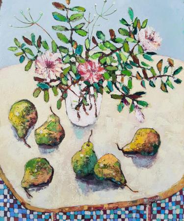 Wilde Roses and Pears_300dpi_oil_50x60cm_£650