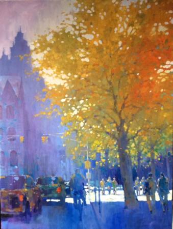 Fall on Central Park West. Acrylic on canv…6 inches x 48